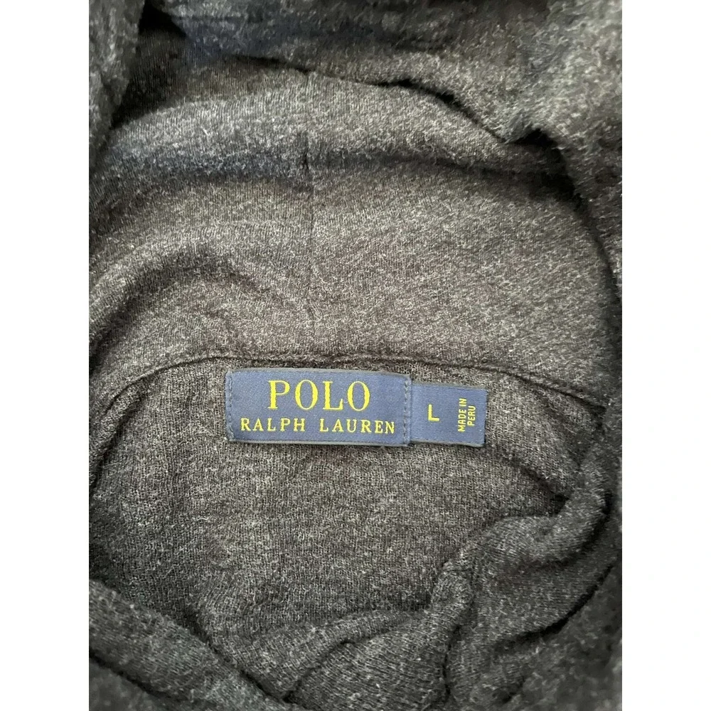 Polo Ralph Lauren Mens Large Dark Gray Hoodie Sweatshirt Super Soft!